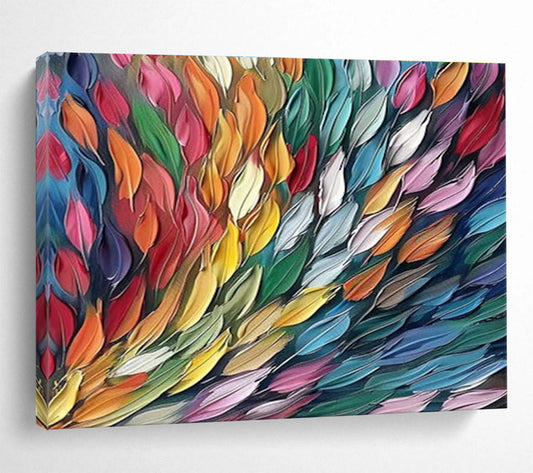 Colorful Feather - Like Forms Painting On Canvas DKH689