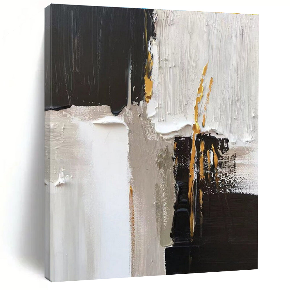 “Black - White - Gold Abstract Accents” ，Abstract Acrylic Painting CT0788