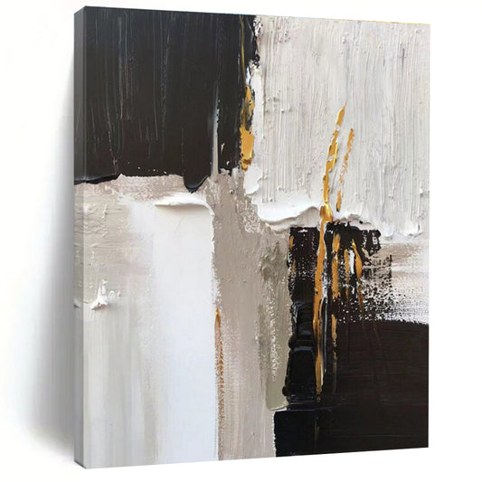“Black - White - Gold Abstract Accents” ，Abstract Acrylic Painting CT0788