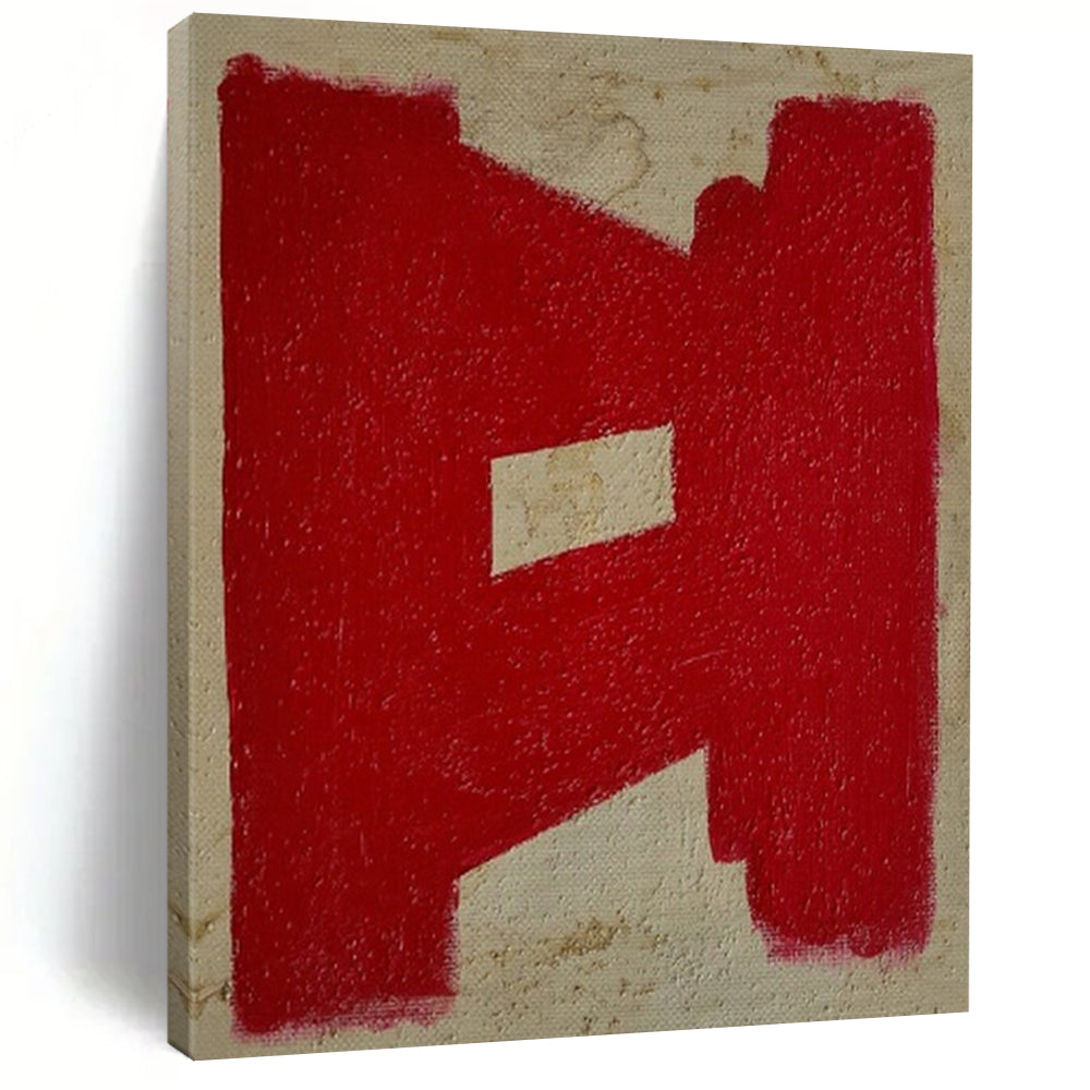 “Red - Beige Bold Symbol” – Abstract Symbol Art CT0992