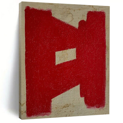 “Red - Beige Bold Symbol” – Abstract Symbol Art CT0992