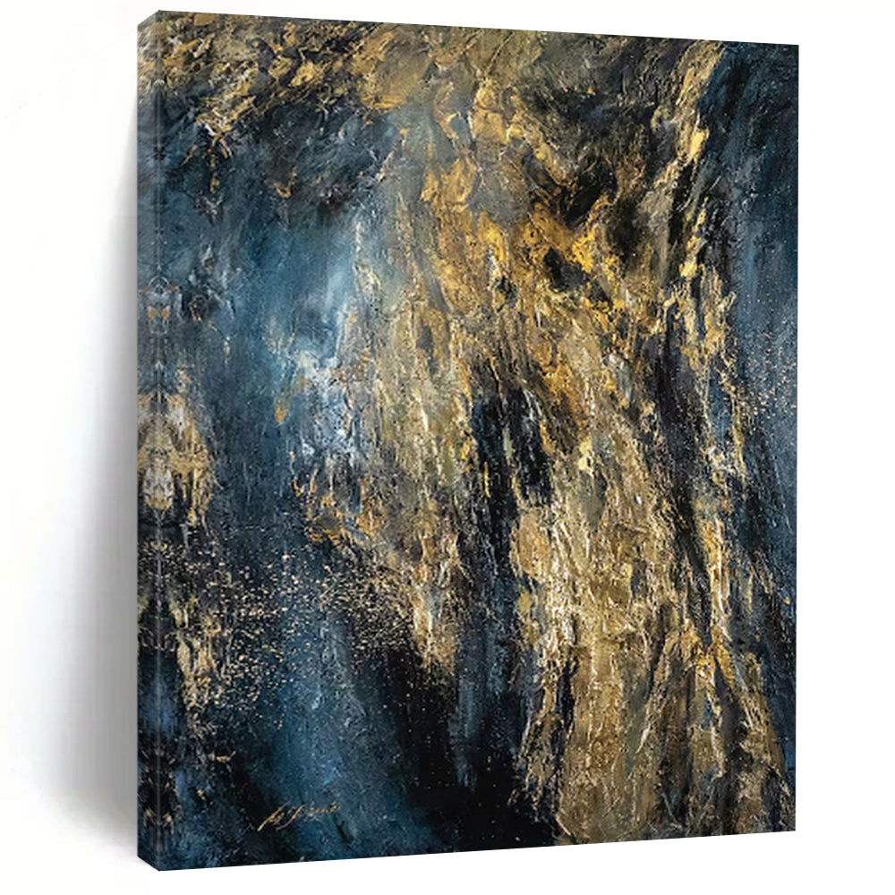 “Dark Gold Abstraction” - Dark & Gold Abstract Painting On Canvas CT2246
