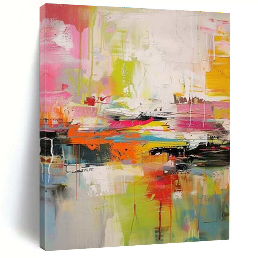 “Rainbow - Bright Chaos, Layered Abstract Forms” - “Urban Kaleidoscope”，Abstract Acrylic Painting CT0697