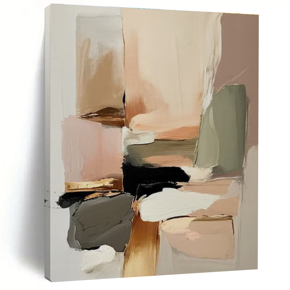 Soft Earth - Toned Blocks, “Warm Hues Harmony” - Abstract Geometric Acrylic Painting CT0736