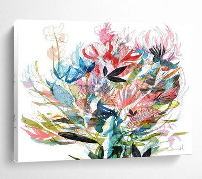 “Colorful Floral Burst” Botanical Abstract Painting On Canvas DLZ138