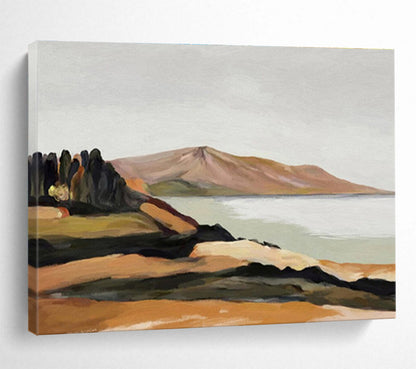 “Coastal Calm” - Brown, Green, Blue Landscape Oil Painting On Canvas DKH729