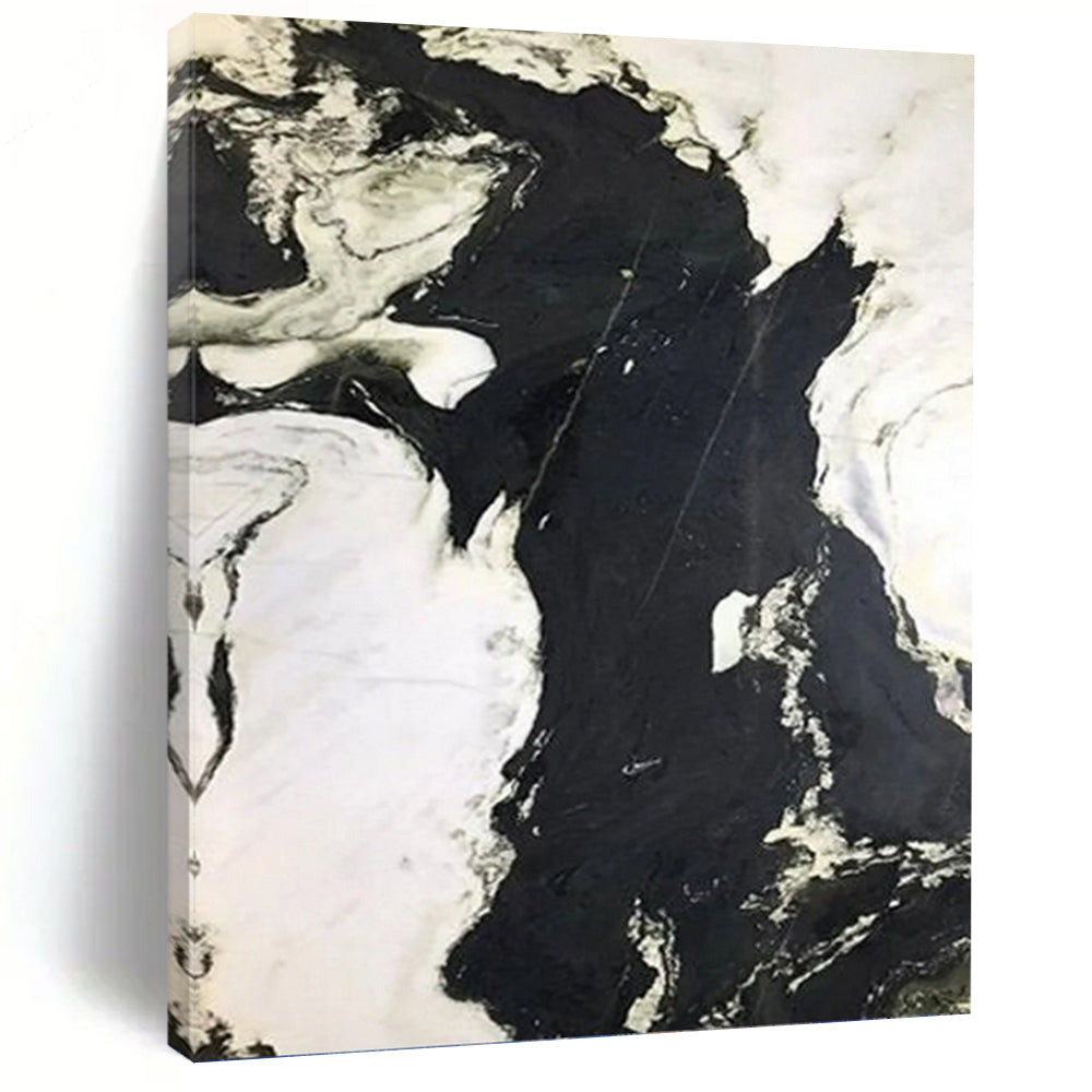 “Textured Black & White Impasto” - Monochromatic Textured Abstract Painting DKH1047