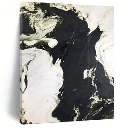 “Textured Black & White Impasto” - Monochromatic Textured Abstract Painting DKH1047