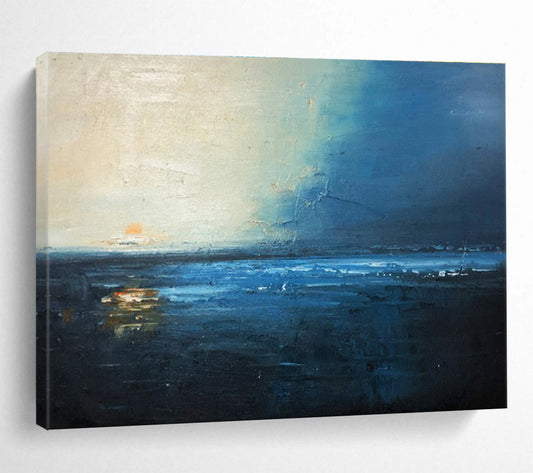 Moody Coastal Sunset - Impressionistic Seascape Painting On Canvas DKH647