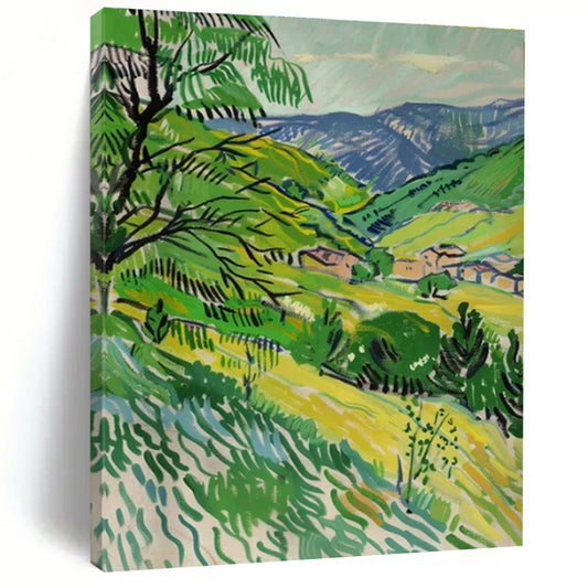 “Green Valley: Expressive Landscape Gouache” ，Landscape Gouache Painting CT0881