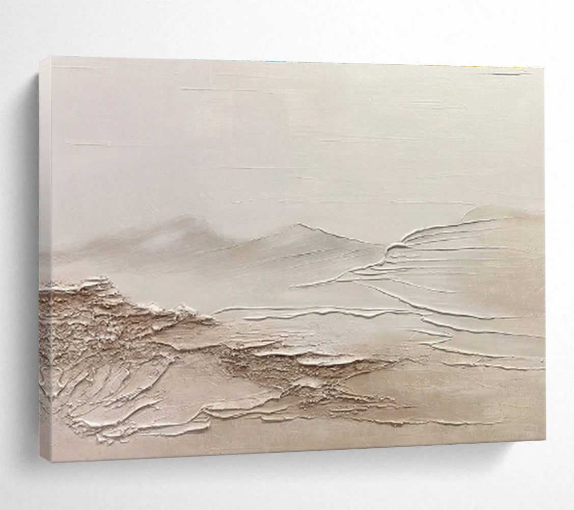 “Neutral Textured Landscape” Minimalist Impasto Painting On Canvas DKH465