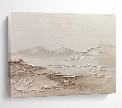 “Neutral Textured Landscape” Minimalist Impasto Painting On Canvas DKH465