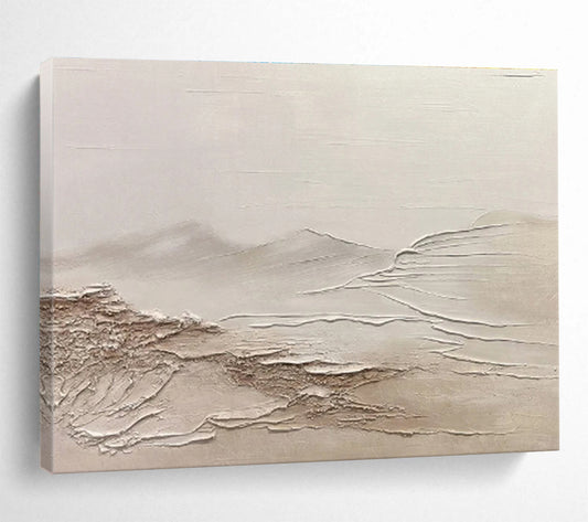 “Neutral Textured Landscape” Minimalist Impasto Painting On Canvas DKH465