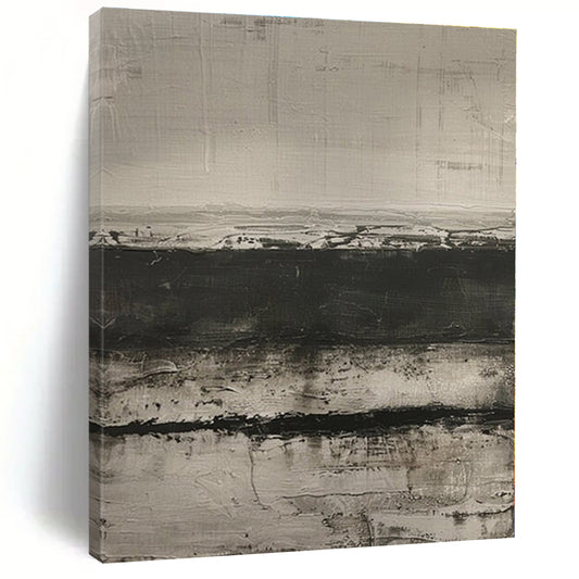 Black - and - White Textured Layers - Abstract Textured Acrylic Painting CT1369