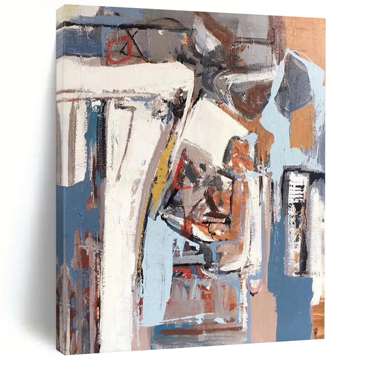 “Gray - Blue Abstract Forms” - Abstract Cubist - Style Painting On Canvas DTP041