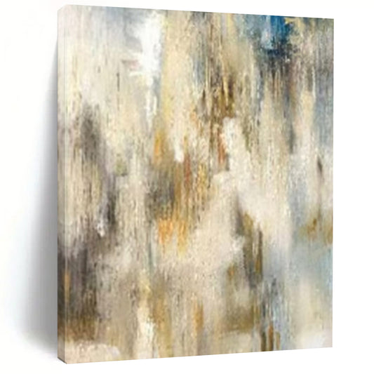 “Beige - Blue - Gold Textured Strokes” – Abstract Textured Stroke Art CT1003