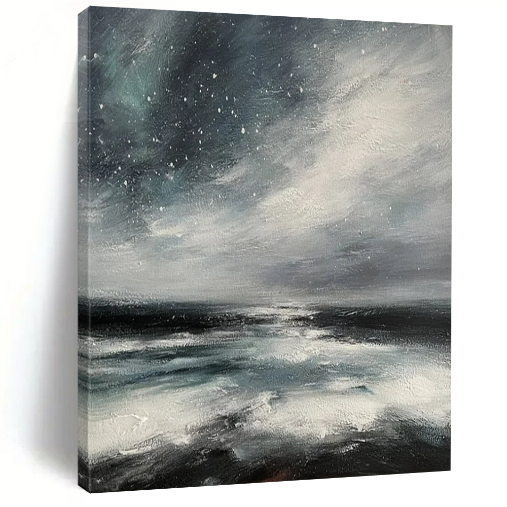 Starry Sea Abstract - Seascape - Inspired Abstract Painting On Canvas CT2270