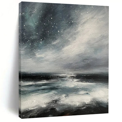 Starry Sea Abstract - Seascape - Inspired Abstract Painting On Canvas CT2270