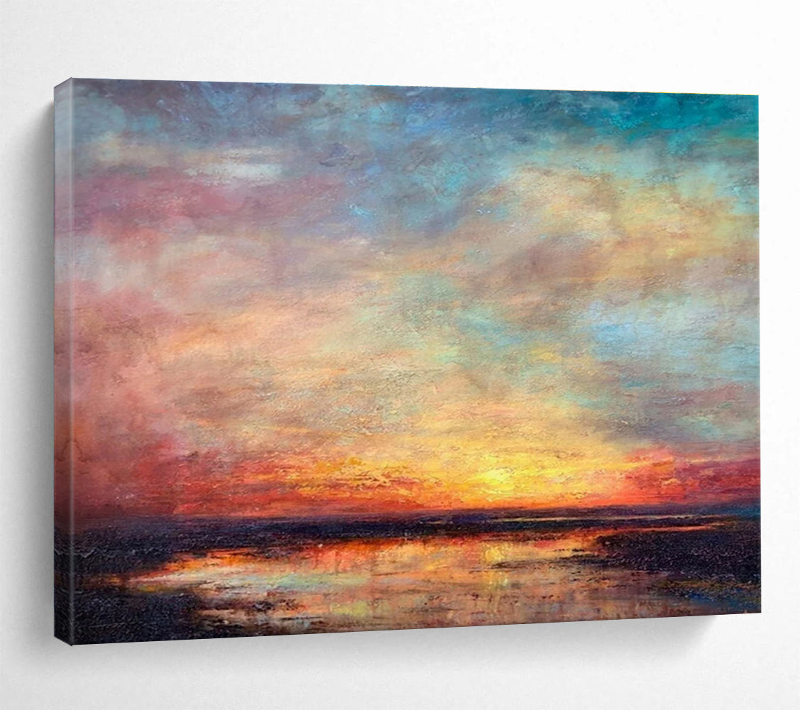 “Vibrant Colorful Sunset Sky” - Expressive Landscape Painting On Canvas DKH776