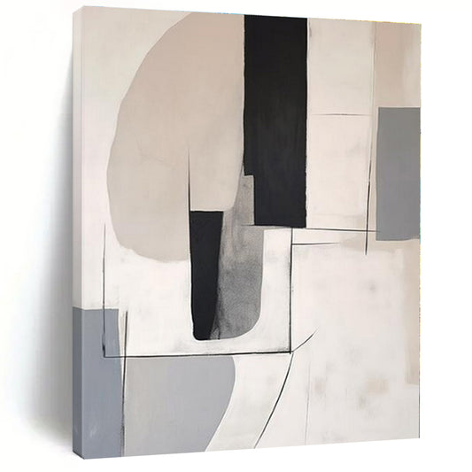 Light Grey Geometric Lines - Abstract Line Acrylic Painting CT1375