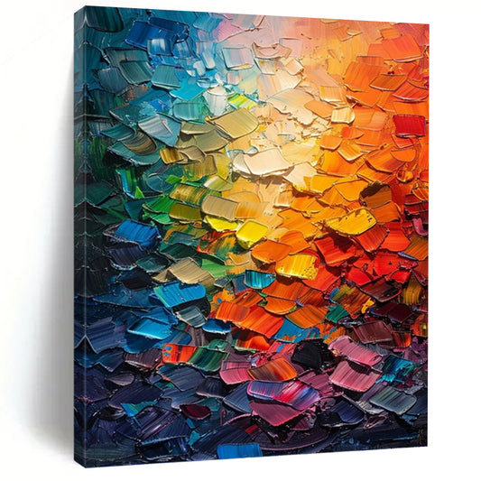 “Rainbow Palette Knife” - Colorful Abstract Palette Knife Textured Painting On Canvas DKH1555