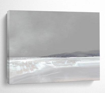 “Serene Gray and White Horizon” Abstract Landscape Painting On Canvas DLZ137