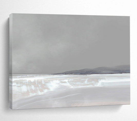 “Serene Gray and White Horizon” Abstract Landscape Painting On Canvas DLZ137