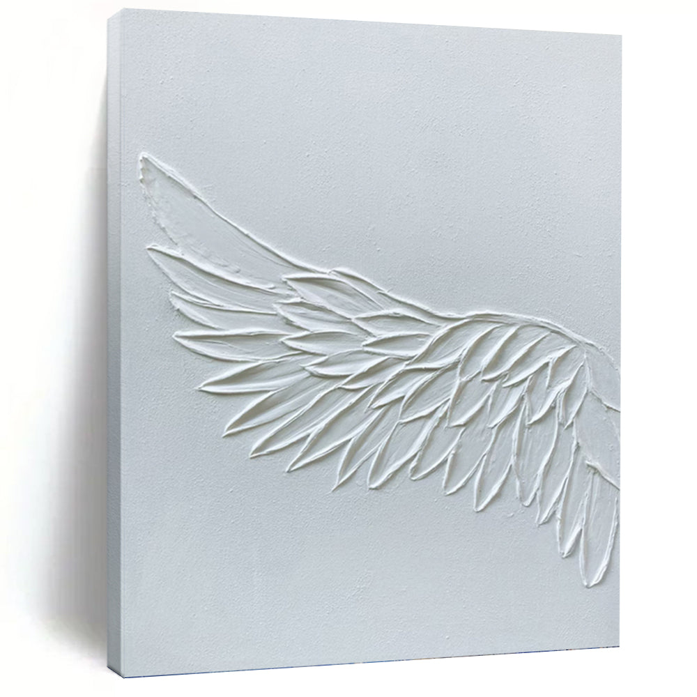 Textured White Wing Abstract - Abstract Sculptural Painting On Canvas DKH1485