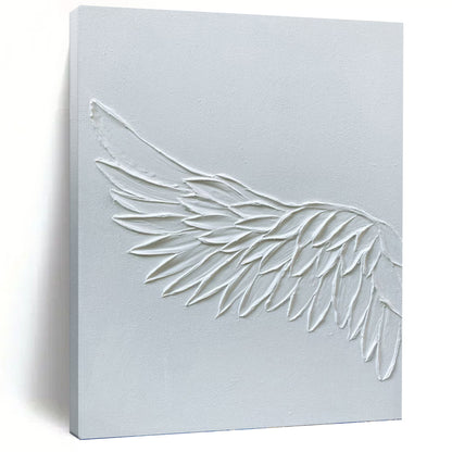 Textured White Wing Abstract - Abstract Sculptural Painting On Canvas DKH1485