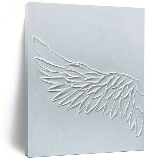 Textured White Wing Abstract - Abstract Sculptural Painting On Canvas DKH1485