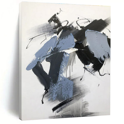 “Black - Gray - Blue Dynamic Compositions” ，Abstract Acrylic Painting CT0795
