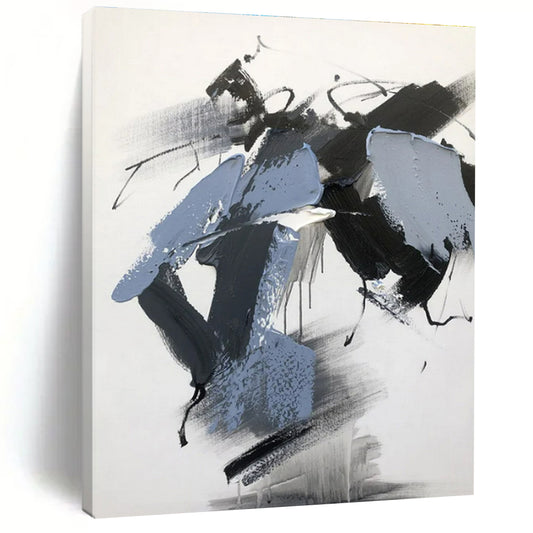 “Black - Gray - Blue Dynamic Compositions” ，Abstract Acrylic Painting CT0795