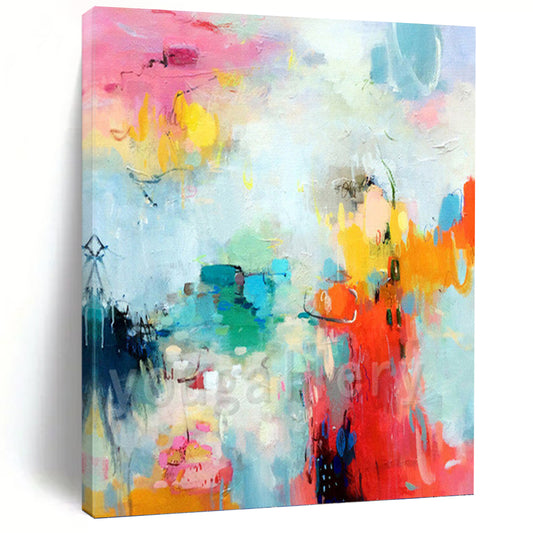 “Pastel Color Burst Abstraction” - Cheerful Abstract Painting On Canvas DKH1065