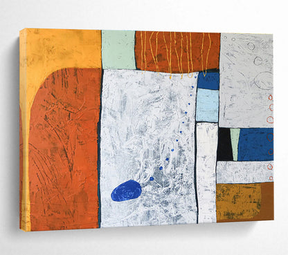 “Earth - Tone Geometric Textures” Abstract Mixed - Media Painting On Canvas DKH556