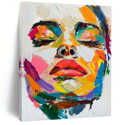 “Vibrant Face Impasto” - Expressionist Portrait Painting On Canvas DTP090
