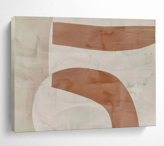 Subtle Brown Curves in Beige and Brown, Abstract Minimalist Painting On Canvas DKH588