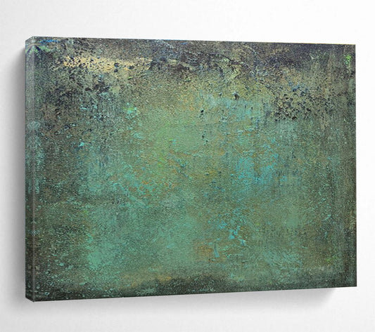 Teal and Brown Textured Canvas - Abstract Impasto Painting On Canvas DKH600