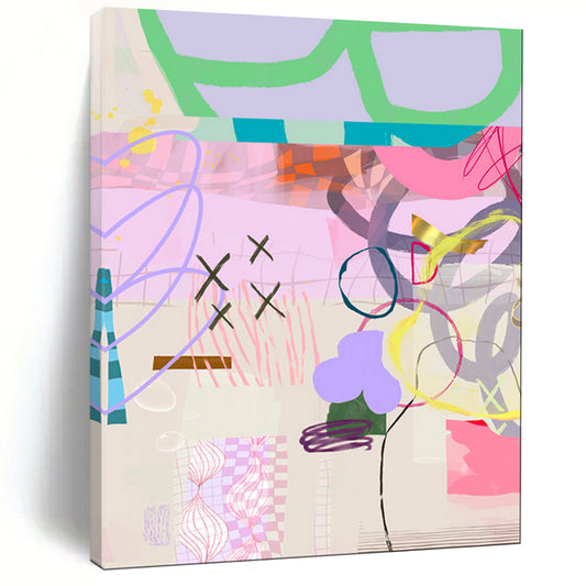 Pastel Colors, Playful Shapes - "Whimsy Playground" - Mixed - media Abstract Art CT1823