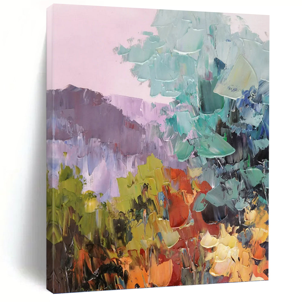 Pastel Mountainscape in Soft Hues - Impressionistic Landscape Painting On Canvas DKH1278