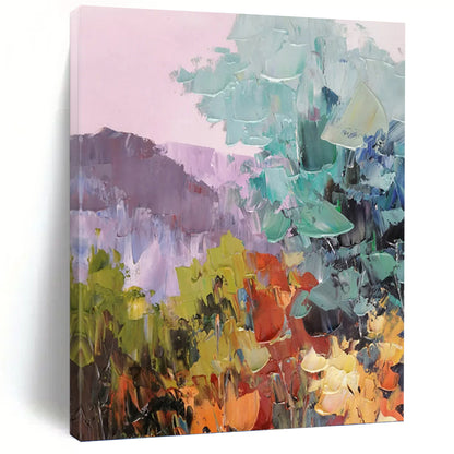Pastel Mountainscape in Soft Hues - Impressionistic Landscape Painting On Canvas DKH1278