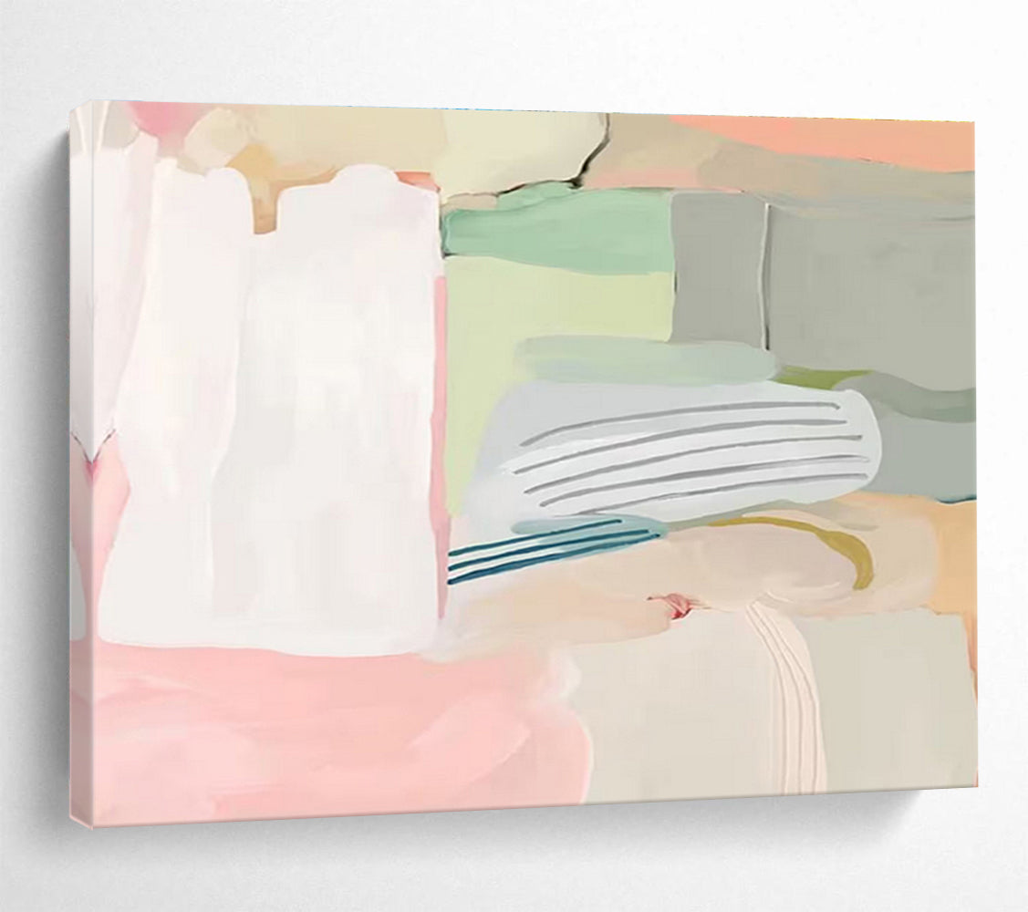 “Pastel Color Block Abstract” Abstract Acrylic Painting On Canvas DKH412