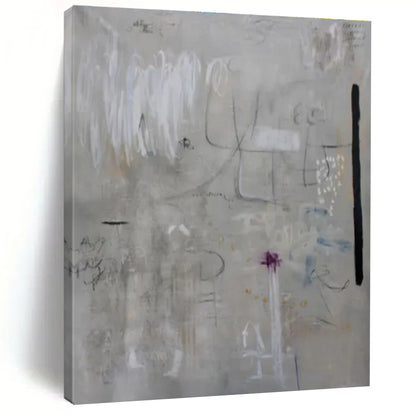 Light Grey Abstract Doodles - Abstract Sketch - like Acrylic Painting CT1417