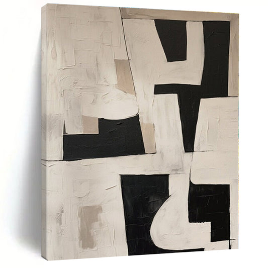 Monochrome Geometric Blocks - Abstract Geometric Acrylic Painting CT1364