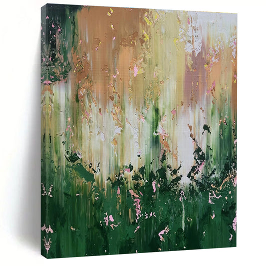 Green - Gold Abstract Garden - Abstract Landscape Acrylic Painting CT1403