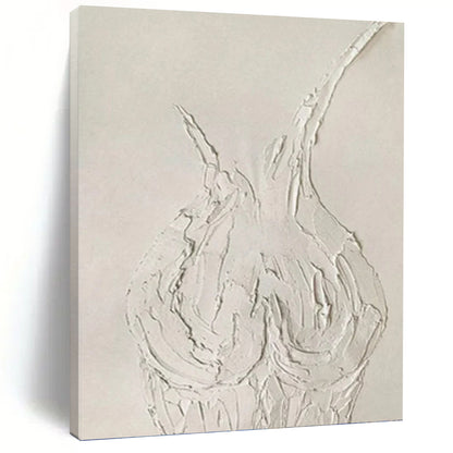 “White Textured Abstract Vase Form” Painting On Canvas DKH0990