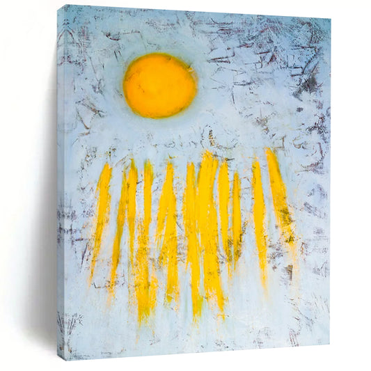 Sunrise Abstract - Soft Yellows on Muted Blues Painting On Canvas CT2377