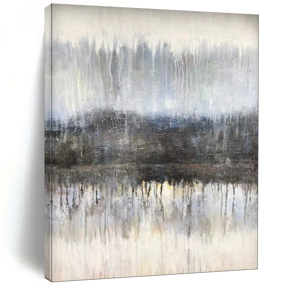 “Misty Forest Lake Reflection” – Atmospheric Landscape Oil CT2102