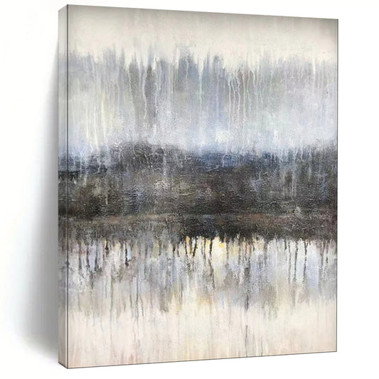 “Misty Forest Lake Reflection” – Atmospheric Landscape Oil CT2102