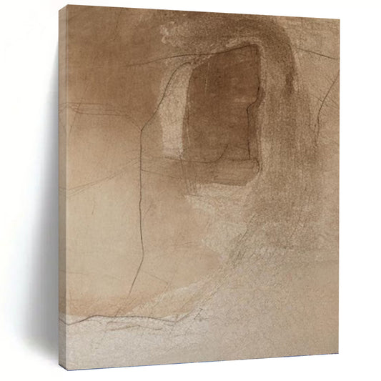 “Brown Sketchy Abstraction” - Minimalist Line Drawing Painting On Canvas DKH1659