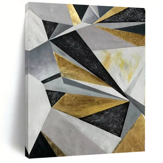 “Gold - Silver Geometric Textures” Abstract Acrylic Art CT0329